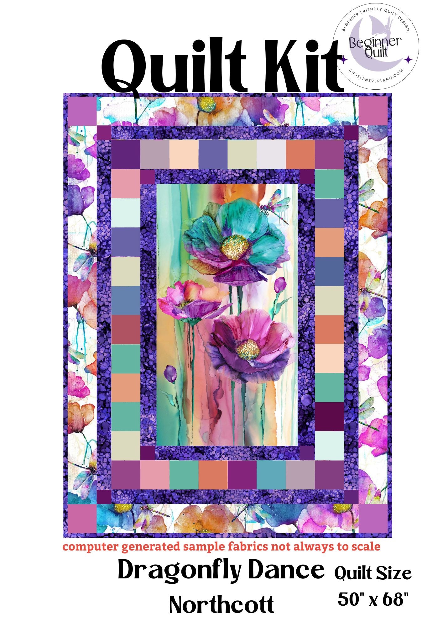 Dragonfly Dance Panel & PRECUTS - DIY Beginner Quilt Kit - Picture This Pattern