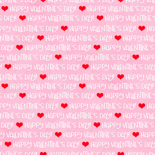 Gnomie Love Gnome Valentine's Day Fabric -  XO on Pink - Cotton Fabric by the Yard