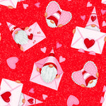 Gnomie Love Gnome Valentine's Day Fabric -  Gnomes & Envelopes - Cotton Fabric by the Yard (SKU 9788-88)