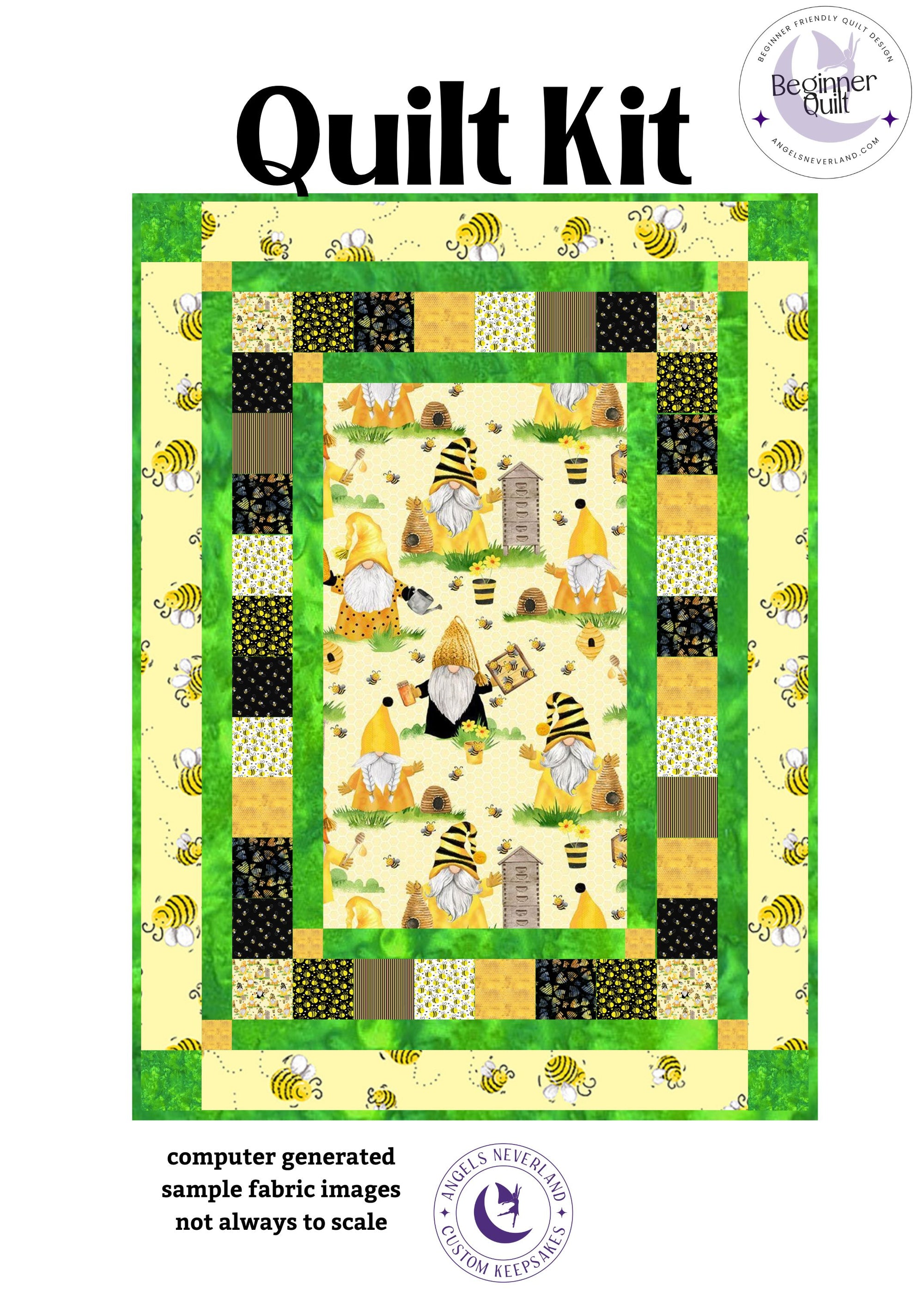 Beekeeper Gnome Beginner Quilt Kit with Picture This Pattern