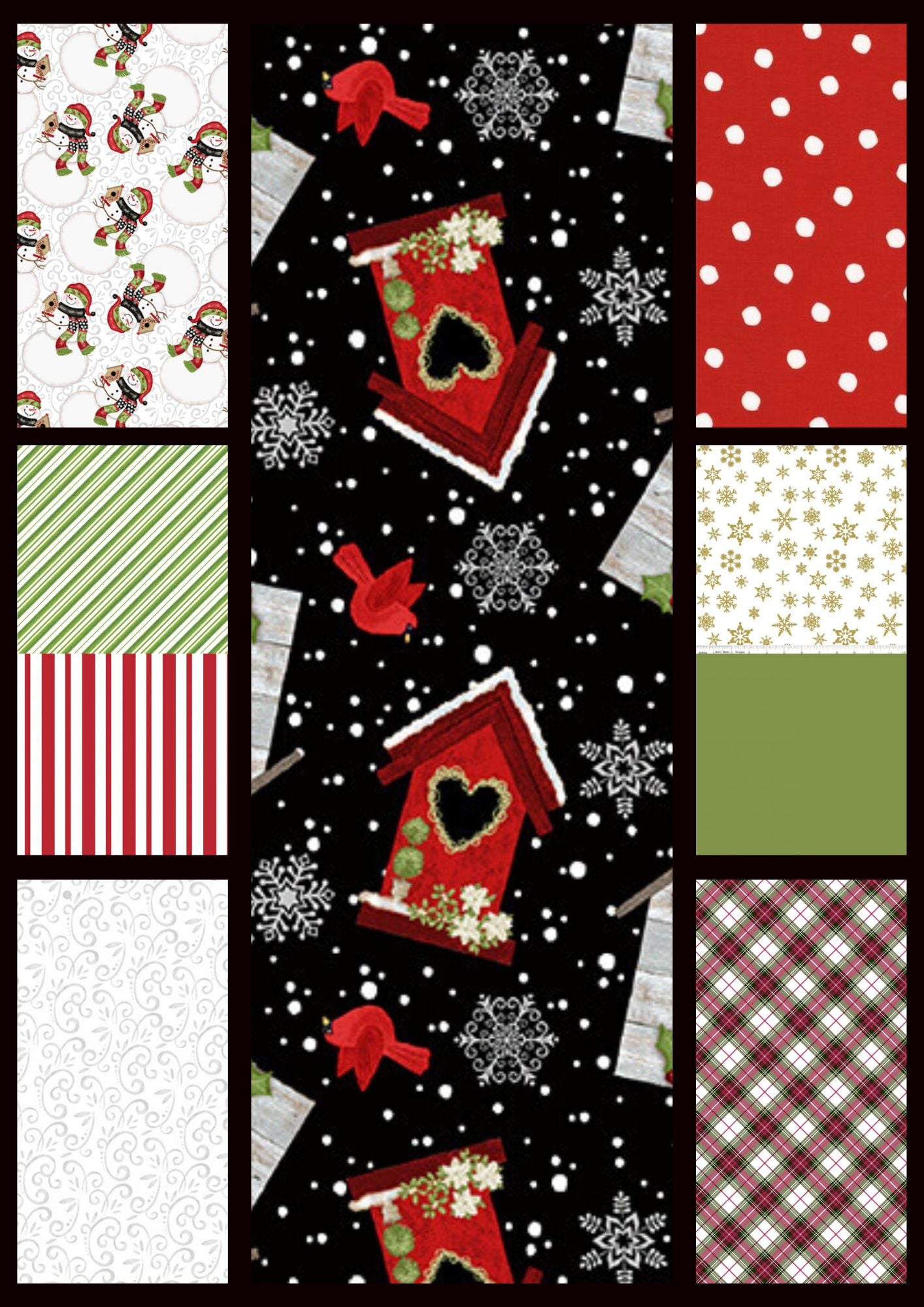 Christmas Quilt Kits with Snow Place Like Home Birdhouse Theme