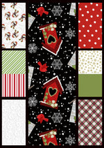 Cotton Christmas Quilt Kit with Snow Place Like Home Birdhouse Theme