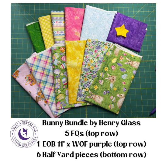 Hoppy Hunting & Bunny Tails Remnant Bundle FQs & 1/2 yrds of Easter Egg & Easter Bunny Fabric