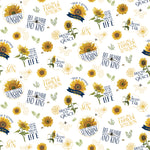 Honey Bees & Flowers Please Main White Fabric Yardage