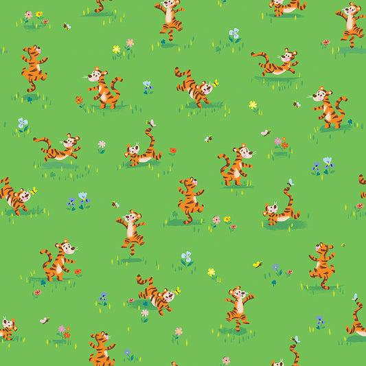 100 Aker Woods - Tigger Bounce Green Fabric Yardage