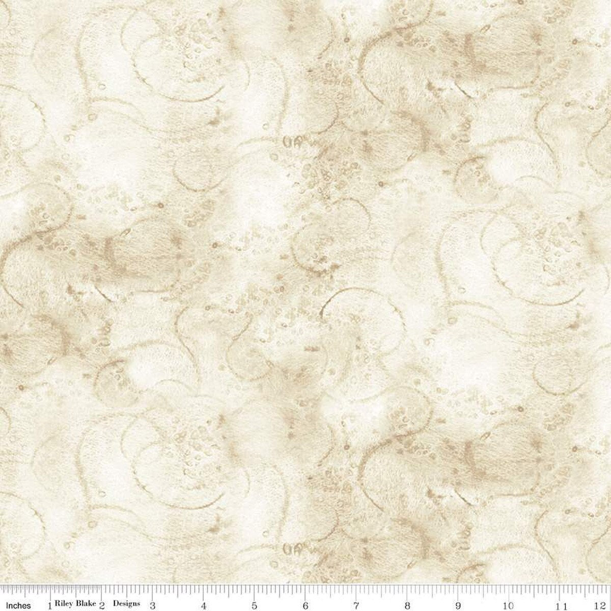 Painter's Watercolor Swirl Cotton Quilting Fabric in Parchment C680 by Riley Blake Designs