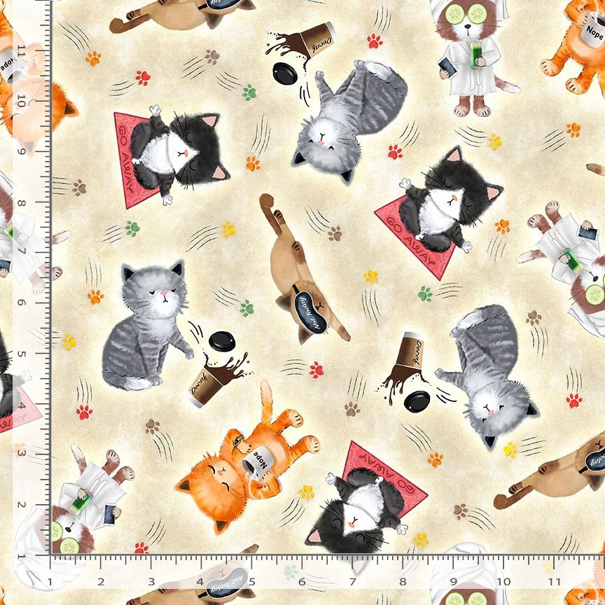 Cute Sassy Cats Cotton Full Yard Fabric Bundle