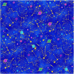 Cosmos Blue Space Galaxy Constellations Celestial Cotton Fabric