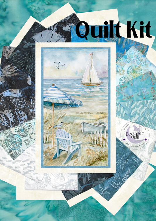 Easy DIY Beginner Coastal Sanctuary Panel Quilt Kit with fabric from Dana Michelle Along The Shores Batik w/ Picture This Pattern