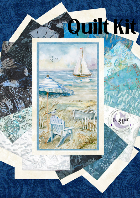 Easy DIY Beginner Coastal Sanctuary Panel Quilt Kit with fabric from Dana Michelle Along The Shores Batik w/ Picture This Pattern