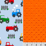 Personalized Baby Gift - Custom Tractor Flannel and Cuddle Minky Crib Blanket