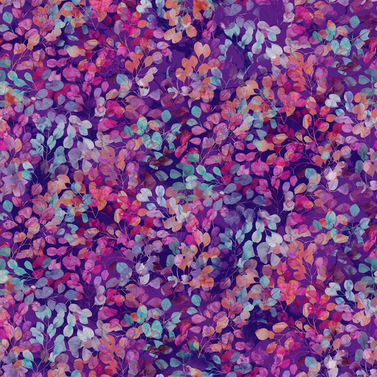 Dragonfly Dance Leaves Purple Multi Fabric by the Yard - DP27505-85