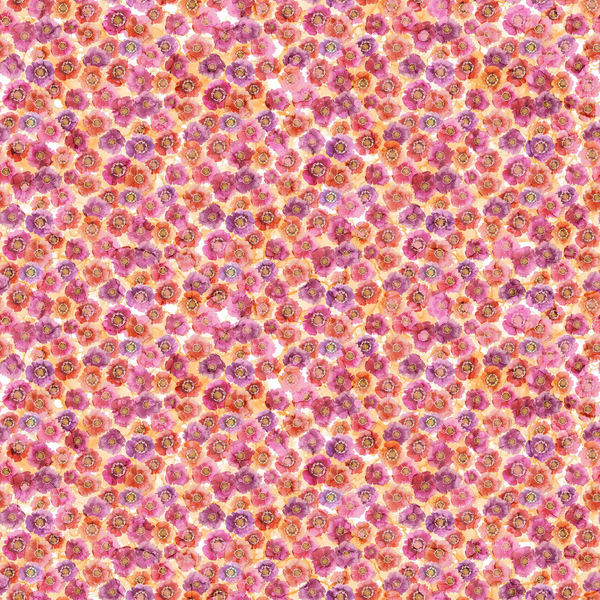 Dragonfly Dance Pink & Orange Packed Floral Fabric by the Yard