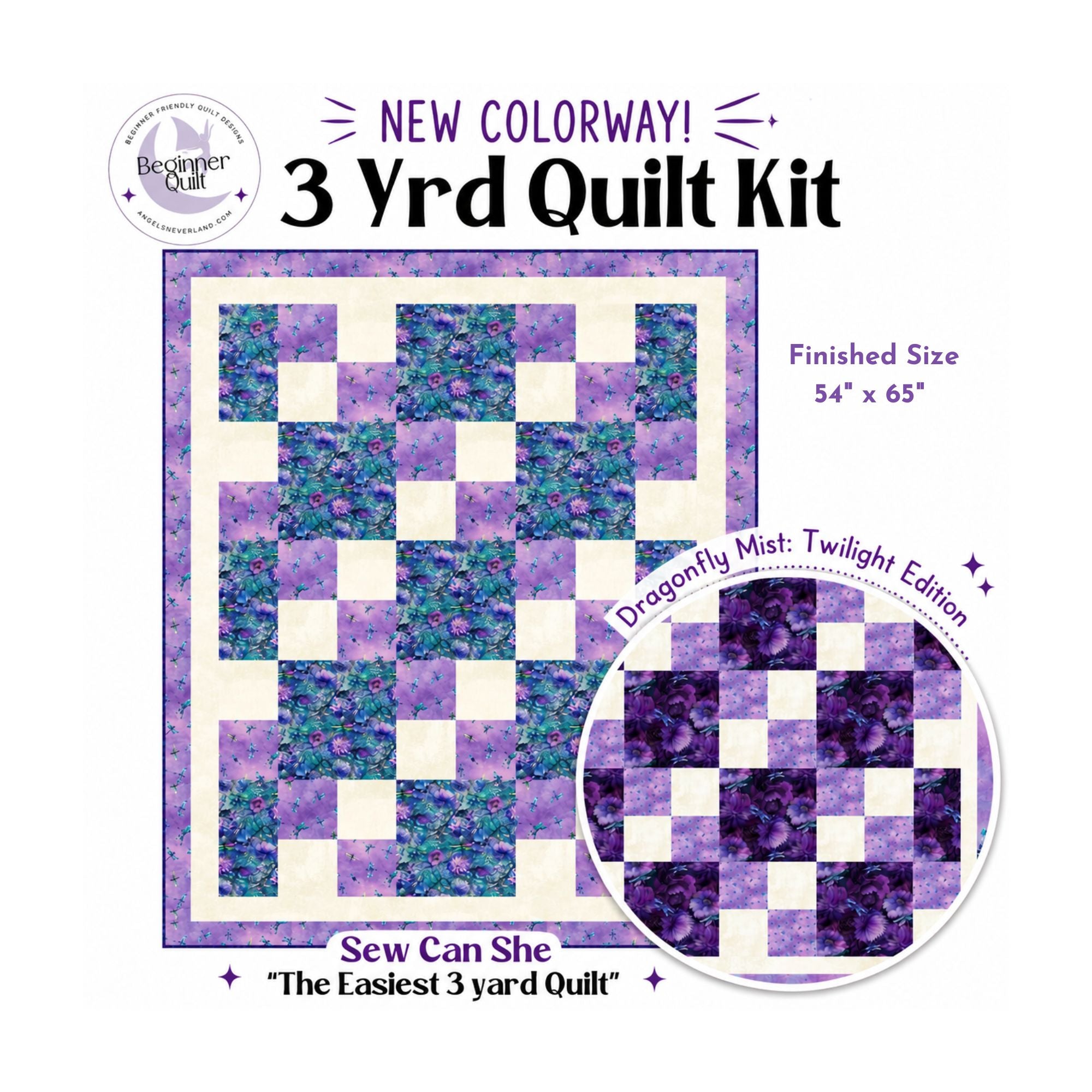 Dragonfly Mist: Twilight Edition 3 Yard Quilt Kit | Timeless Treasures Fabric + Free Pattern Link