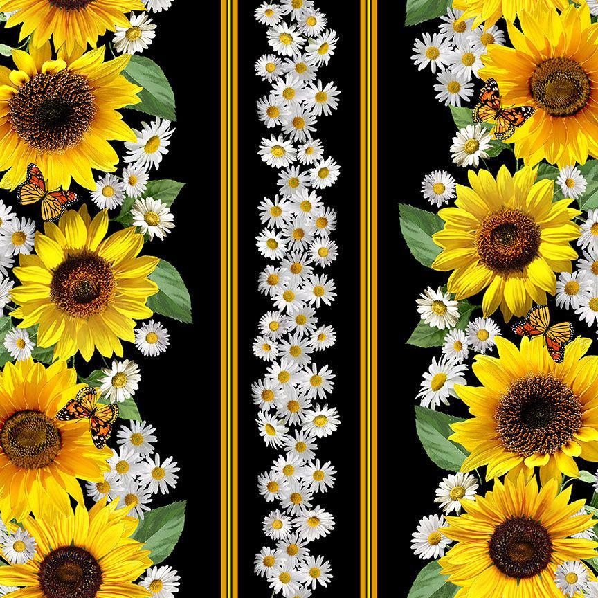 Fleur Border Stripe CD2922 - Advice From a Sunflower Cotton Fabric Yardage