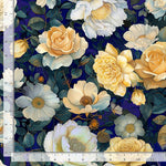 Lumière Midnight Floral Fabric by the Yard – Navy Floral Cotton Quilting Fabric | Timeless Treasures FLEUR-CD4352