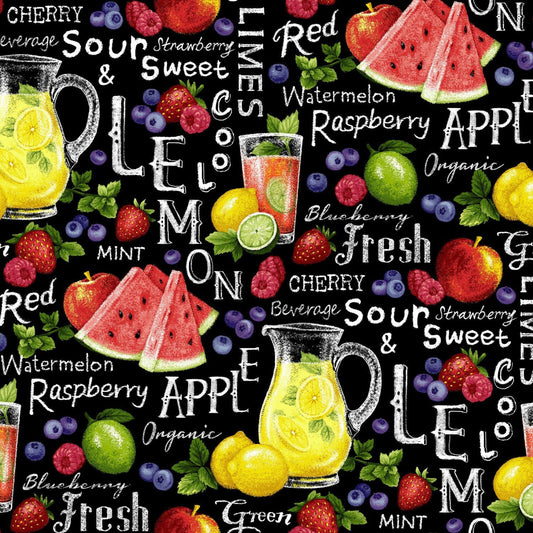 Farmer John’s Garden Party Lemonade Mixed Fruit Cotton Fabric – Fresh Squeezed Collection Exclusive at Angels Neverland