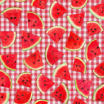 Timeless Treasures Watermelon Slice on Plaid Cotton Fabric by the Yard – Fresh Fruit Collection