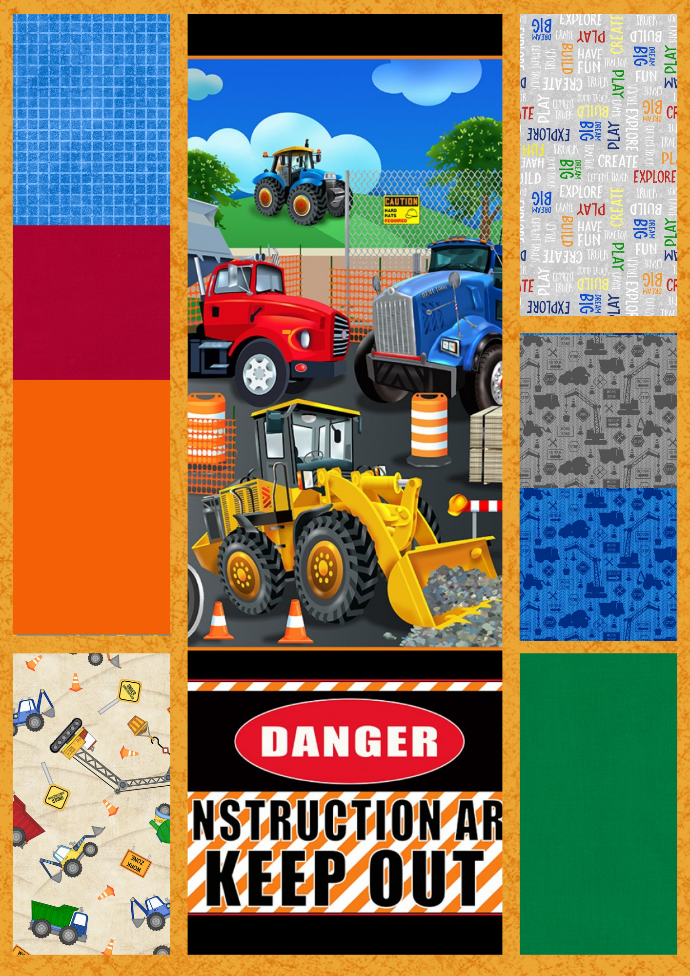 Building Dreams Construction Zone Panel Easy DIY Beginner QUILT KIT Construction Equipment Picture This Pattern