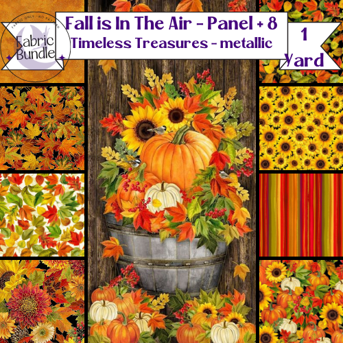 Fall Is In The Air Metallic - 1 yard Bundled Fabric - Angels Neverland
