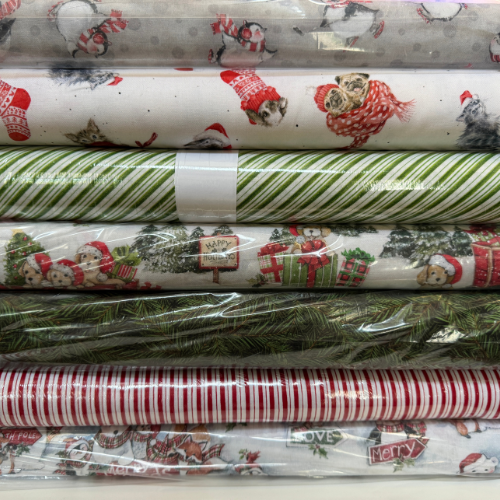 Festive Friends Christmas FQs Fabric Bundle - Winter Animal Cotton Fabric