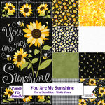 You are my Sunshine Fat Quarter Fabric bundle with Sunflower Cotton Panel - Floral Sunshine FQs