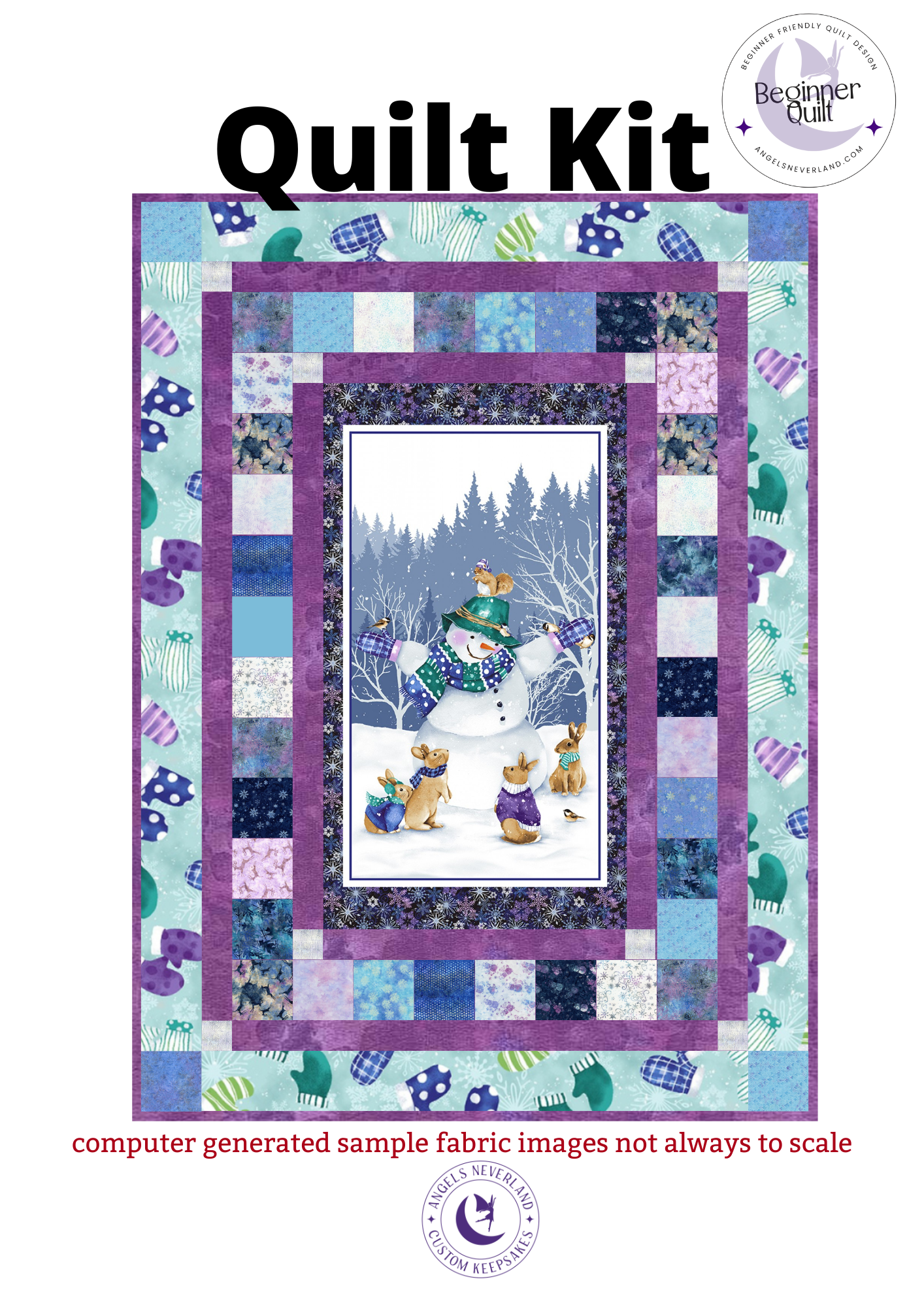 Flurry Friends DIY Easy Beginner QUILT KIT with Tonga Batiks FROST precuts - Picture This Pattern