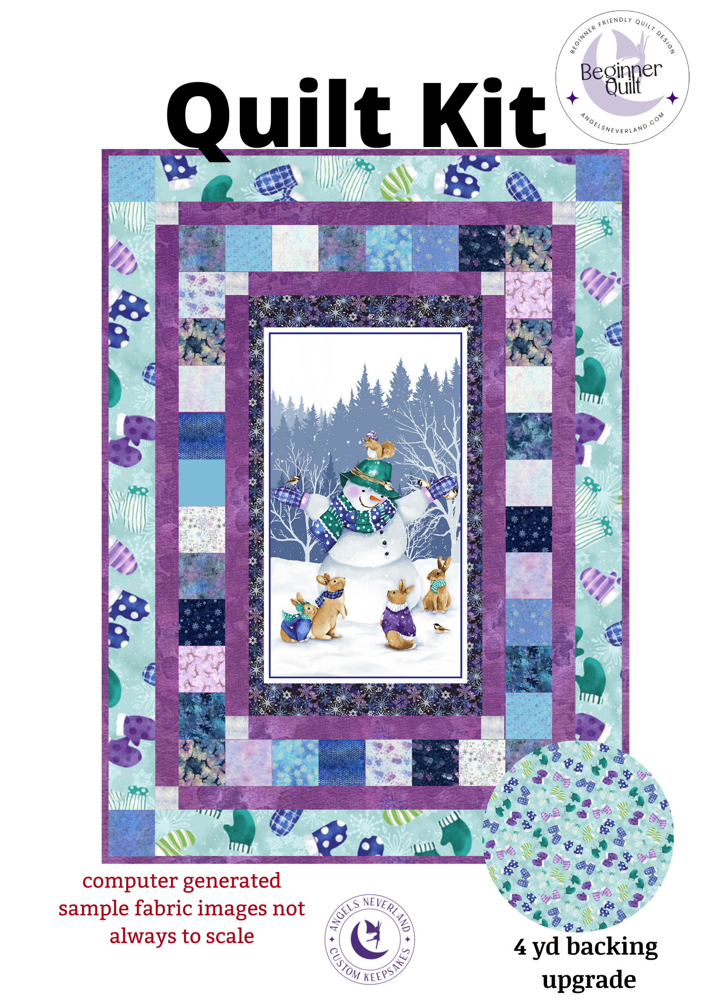 Flurry Friends DIY Easy Beginner QUILT KIT with Tonga Batiks FROST precuts - Picture This Pattern