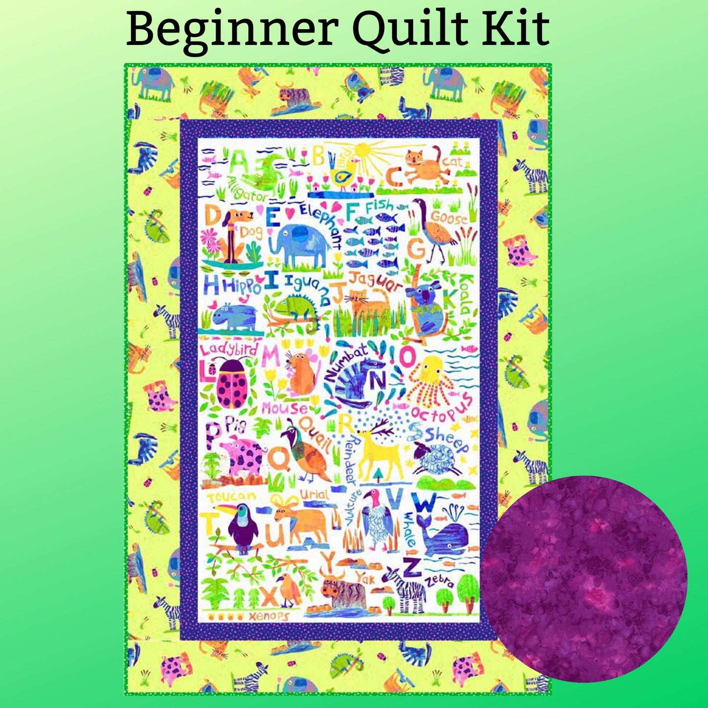 Alphabet Animal Magic Panel Quilt by Tracy English by Clothworks Beginner Nursery QUILT KIT