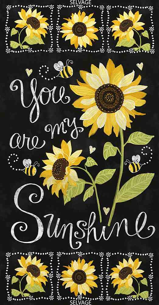 You Are My Sunshine Sunflower Cotton Fabric Panel Quilt Kit with Message Board 2.0 Confident Beginner Pattern