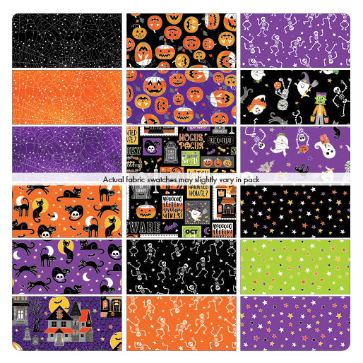 Glow-o-ween pre-cut 10" quilt squares from Benartex, Glow in the Dark Halloween Fabric