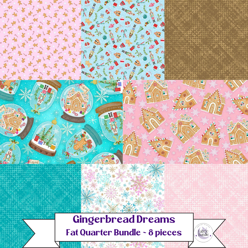 Gingerbread Dreams Pink Gingerbread Houses - Cotton Fabric by the Yard