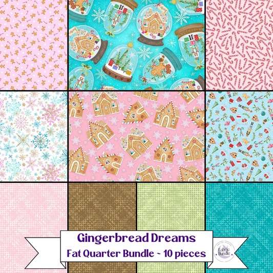 Gingerbread Dreams Cotton - Christmas Fabric Bundles - FQ Fabric Bundles (10 piece)