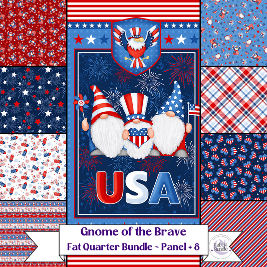 Gnome of the Brave Patriotic Fabric Bundle by Henry Glass