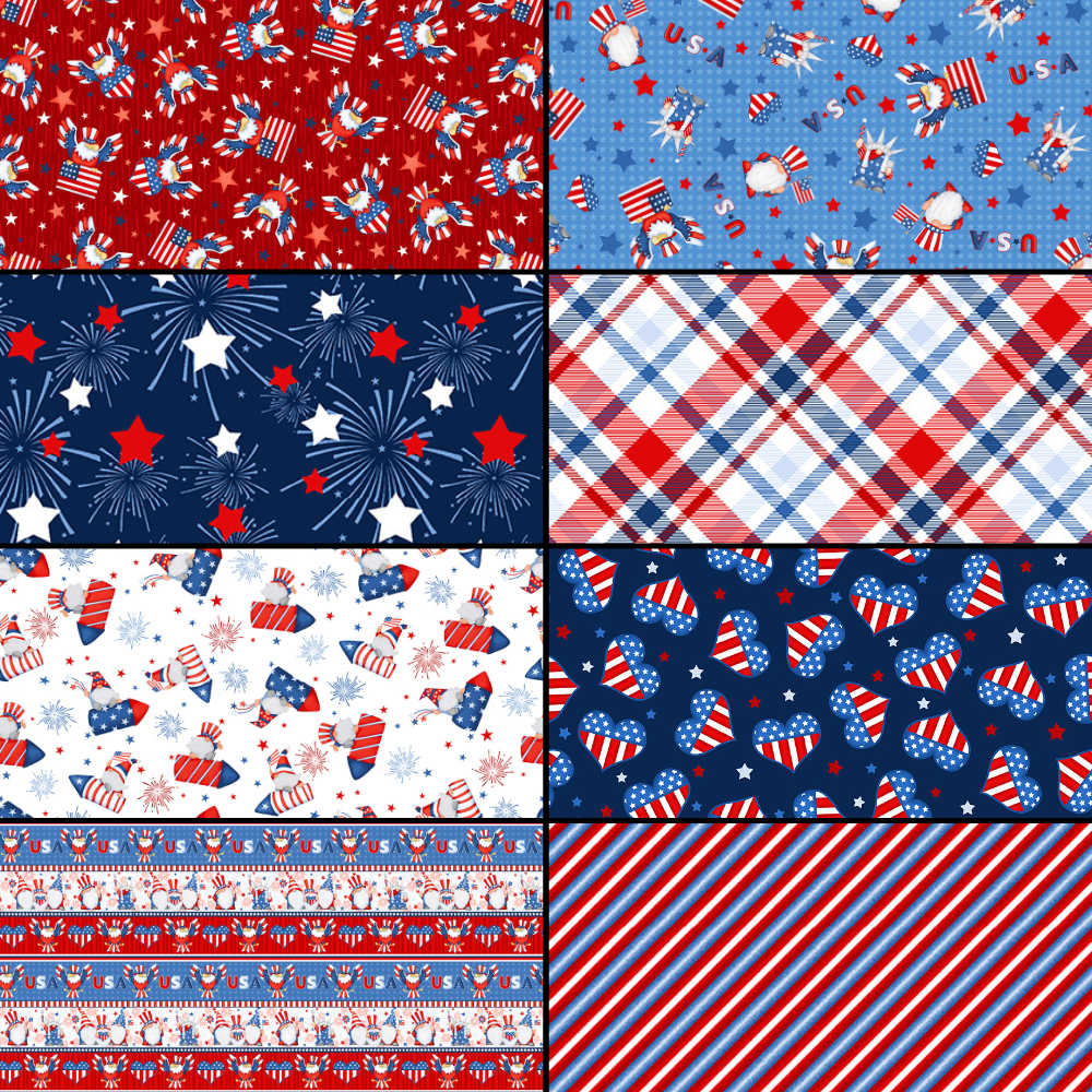 Gnome of the Brave Patriotic Fabric Bundle by Henry Glass