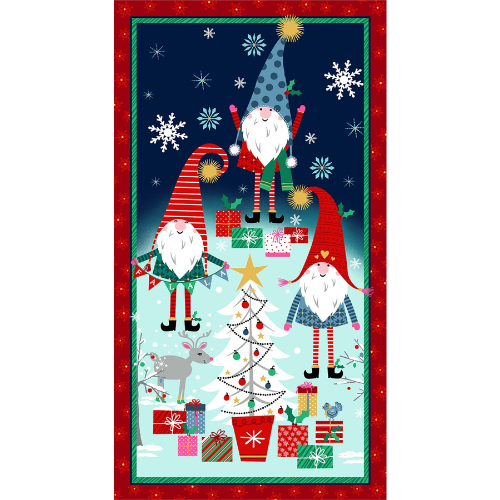 Michael Miller A Gnome to Fa La Christmas Metallic Fabric Bundles with Panel