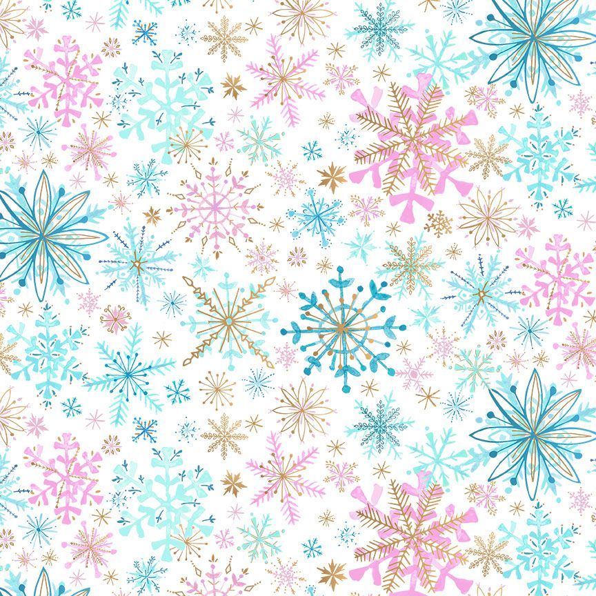 Gingerbread Dreams White Large Snowflakes - Cotton Fabric by the Yard