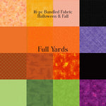 16-Piece Orange, Green, Black & Purple Fabric Bundle | Exclusive Halloween & Multi-Color Cotton Bundle – Fat Quarters, Half Yards, Yards