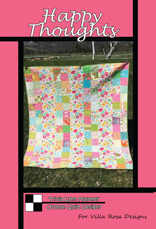 Digital RoseCard - Happy Thoughts Quilt Pattern PDF Download - Beginner FQ or 5" squares quilt pattern