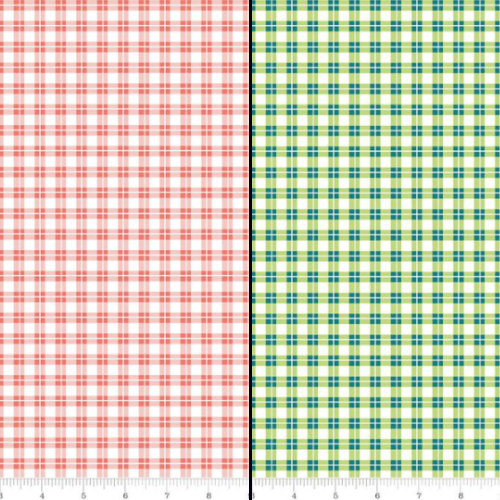 Riley Blake Cotton gingham fabric, Plaid cotton quilting fabric in green or pink