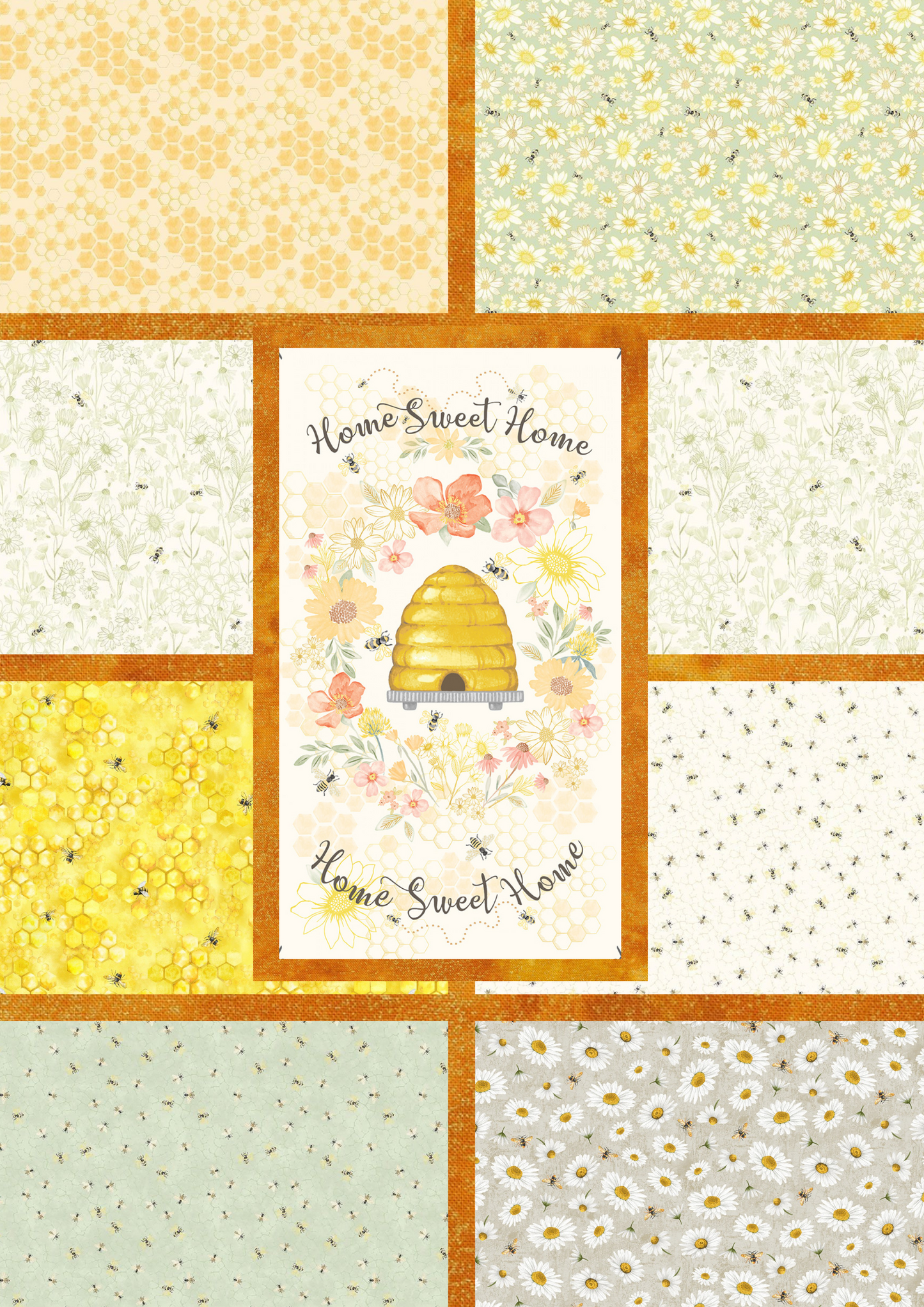 Home Sweet Home Floral Bee Hive DIY Panel Quilt with Picture This Pattern