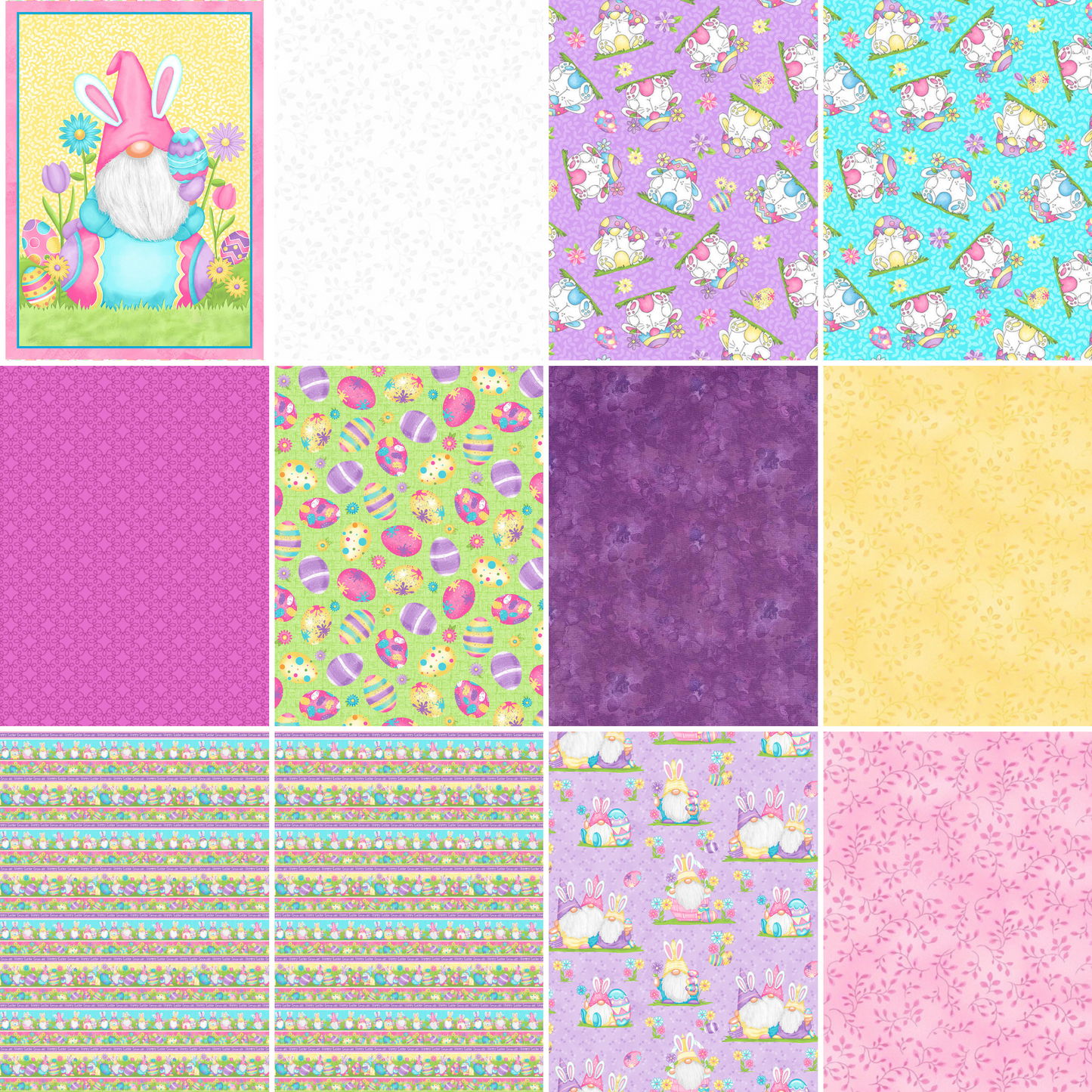 Hoppy Easter Gnomies Advanced Beginner QUILT KIT 1 with Henry Glass Easter Gnome Fabric 50"x70"