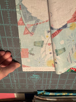 Gnome Cotton Fabric by the yard - Large Remnants - A Gnome to Fa La Collection Aqua Gnomes