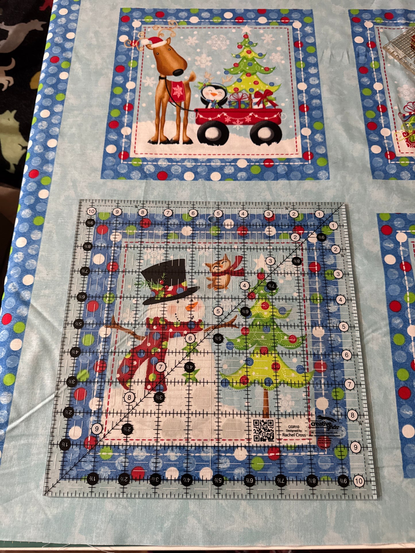 A Jolly Good Time – 24" Christmas Fabric Panel by Studio E (Victoria Hutto) – 6 Block Panel