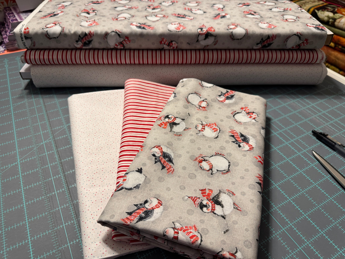 Festive Friends Penguins – 3 Yard Quilt Fabric Bundle | Angels Neverland Exclusive