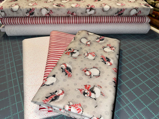 Festive Friends Penguins – 3 Yard Quilt Fabric Bundle | Angels Neverland Exclusive