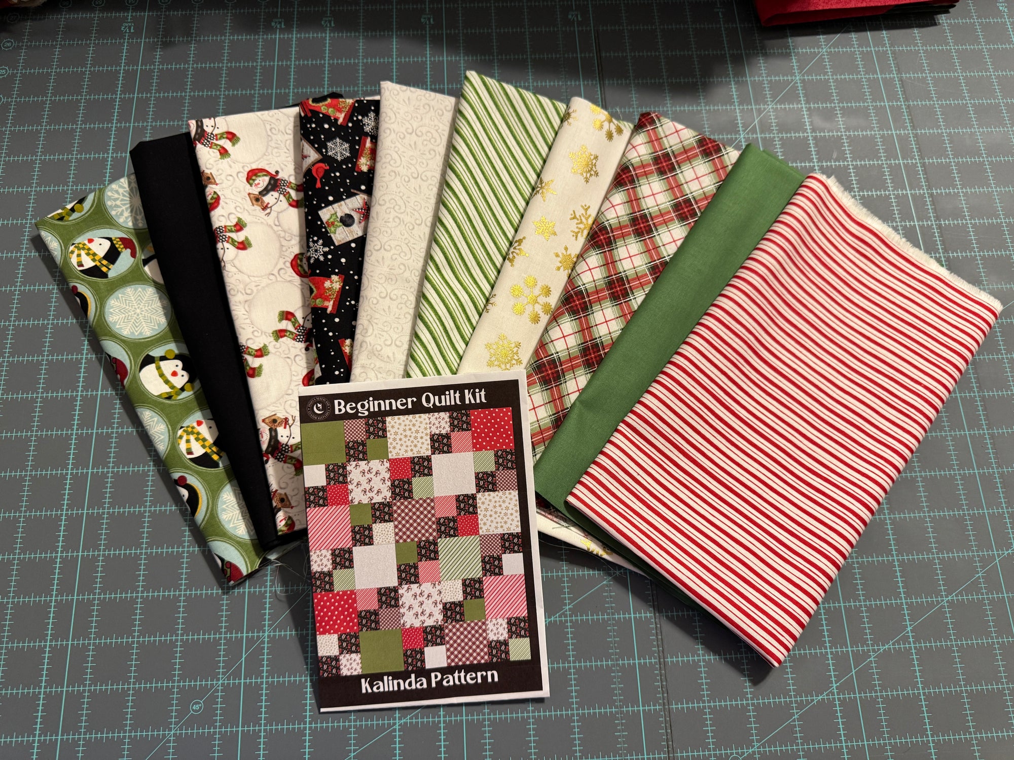 Cotton Christmas Quilt Kit with Snow Place Like Home Birdhouse Theme
