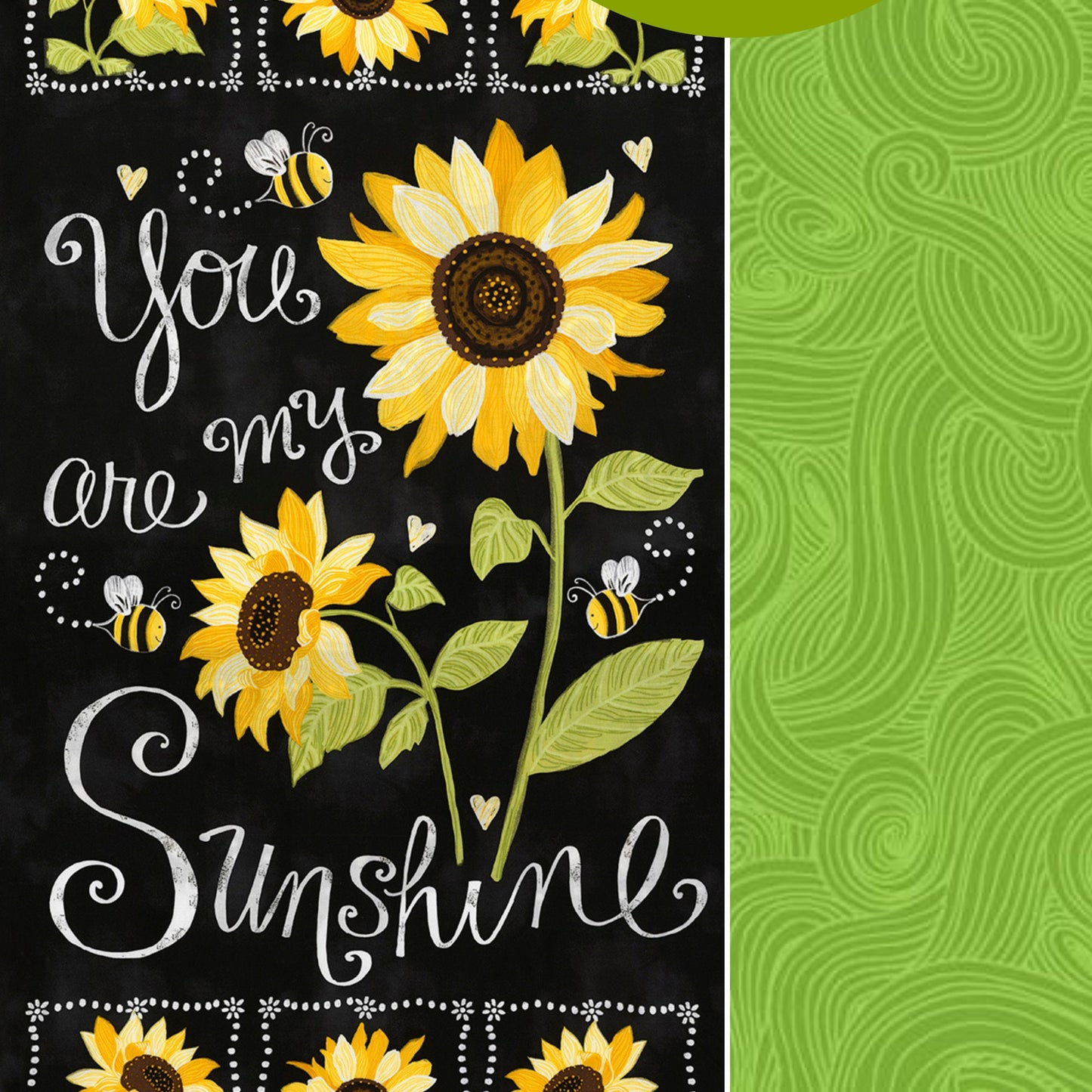 You are my Sunshine Fabric Fat Quarter Bundle with Sunflower Panel - BeeLoved Fabric FQs