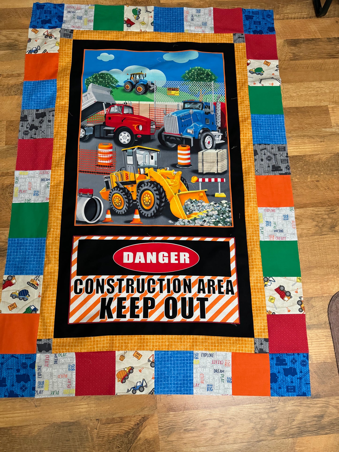 Building Dreams Construction Zone Panel Easy DIY Beginner QUILT KIT Construction Equipment Picture This Pattern