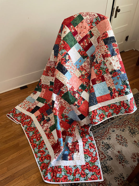 Easy as ABC and 123 Quilt - Poppy Dreams & Poppy Hill Beginner Queen Size Quilt Kit